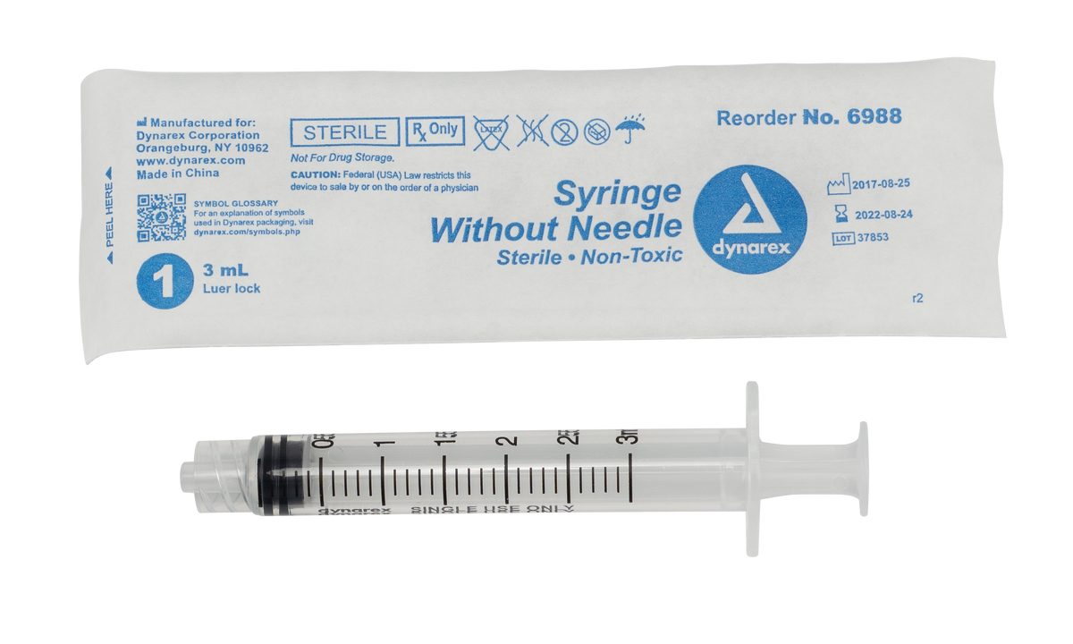 Dynarex 3cc Luer Lock Syringe medical supply