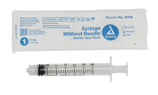 Dynarex 3cc Luer Lock Syringe medical supply