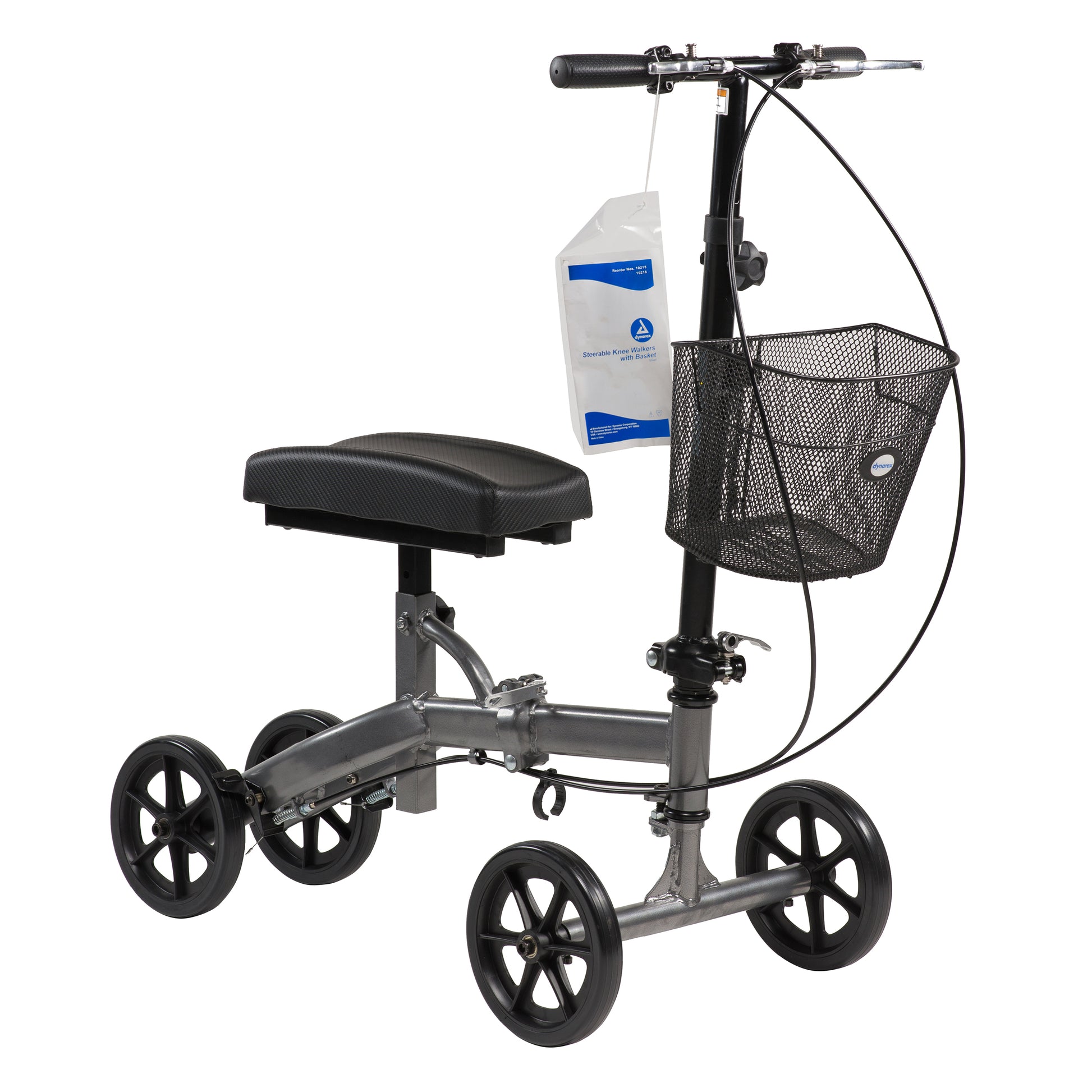 Dynarex Steerable Knee Walker with Basket Silver Vein 1pc/cs medical supply