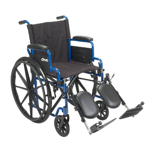 Drive Medical Blue Streak Wheelchair Flip Back Desk Arms Elevating Leg Rests 16 inch Seat medical supply