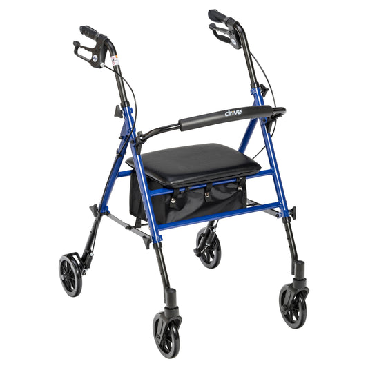 Drive Medical Adjustable Rollator Rolling Walker 6 Inch Wheels Blue medical supply