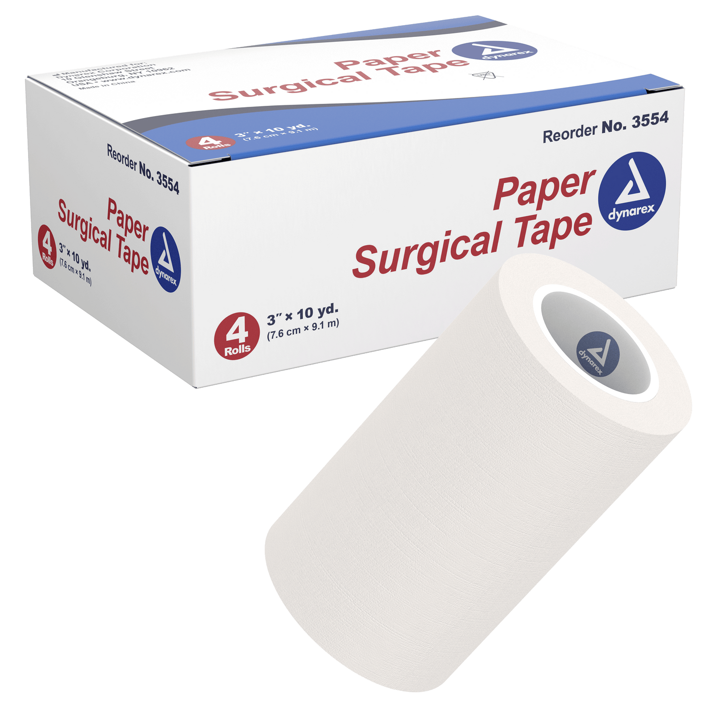 Dynarex Paper Surgical Tape 3" x 10 yds Case 12/4 medical supply