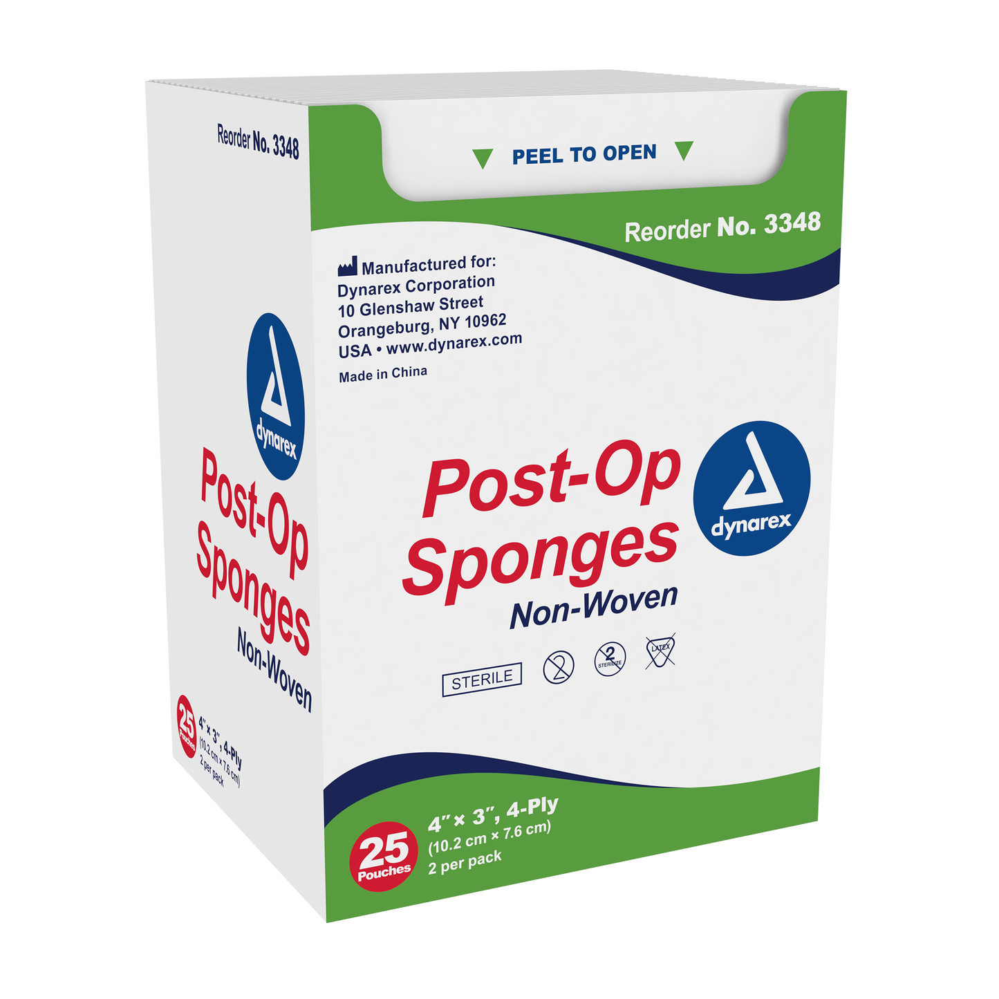 Dynarex Post-Op Sterile Sponge 4 x 3 4-Ply 24/25 Case medical supply