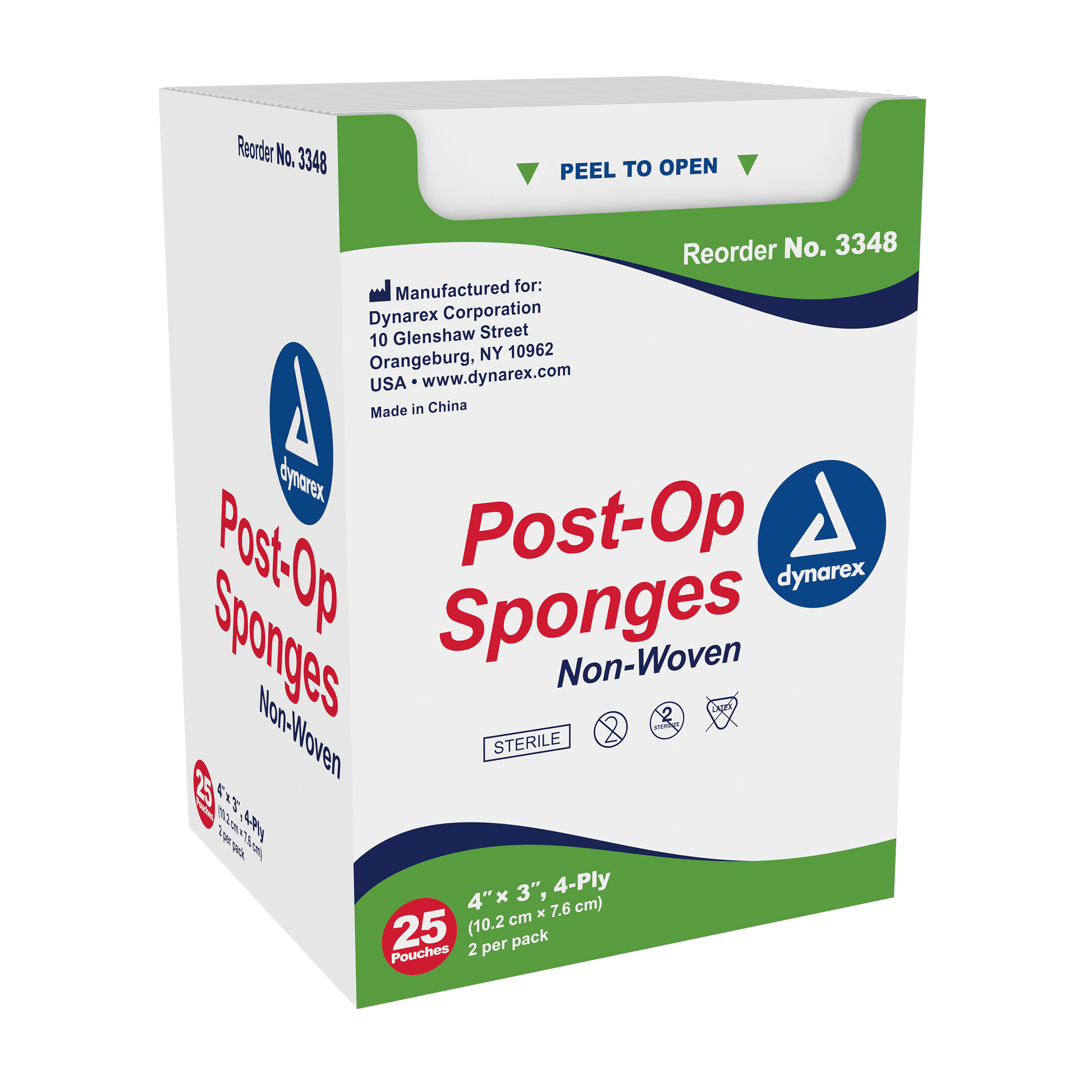 Dynarex Post-Op Sterile Sponge 4 x 3 4-Ply 24/25 Case medical supply