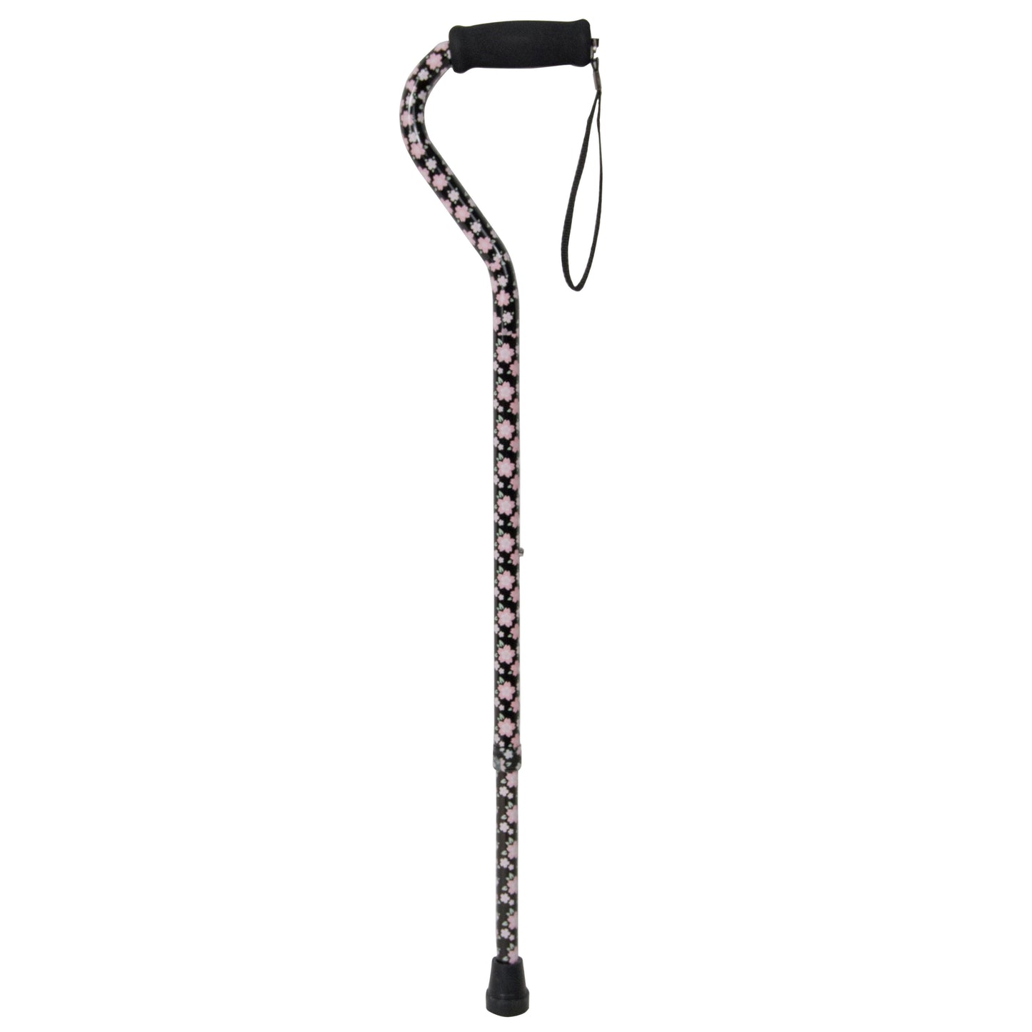Drive Medical Foam Grip Offset Handle Walking Cane Pink Floral medical supply