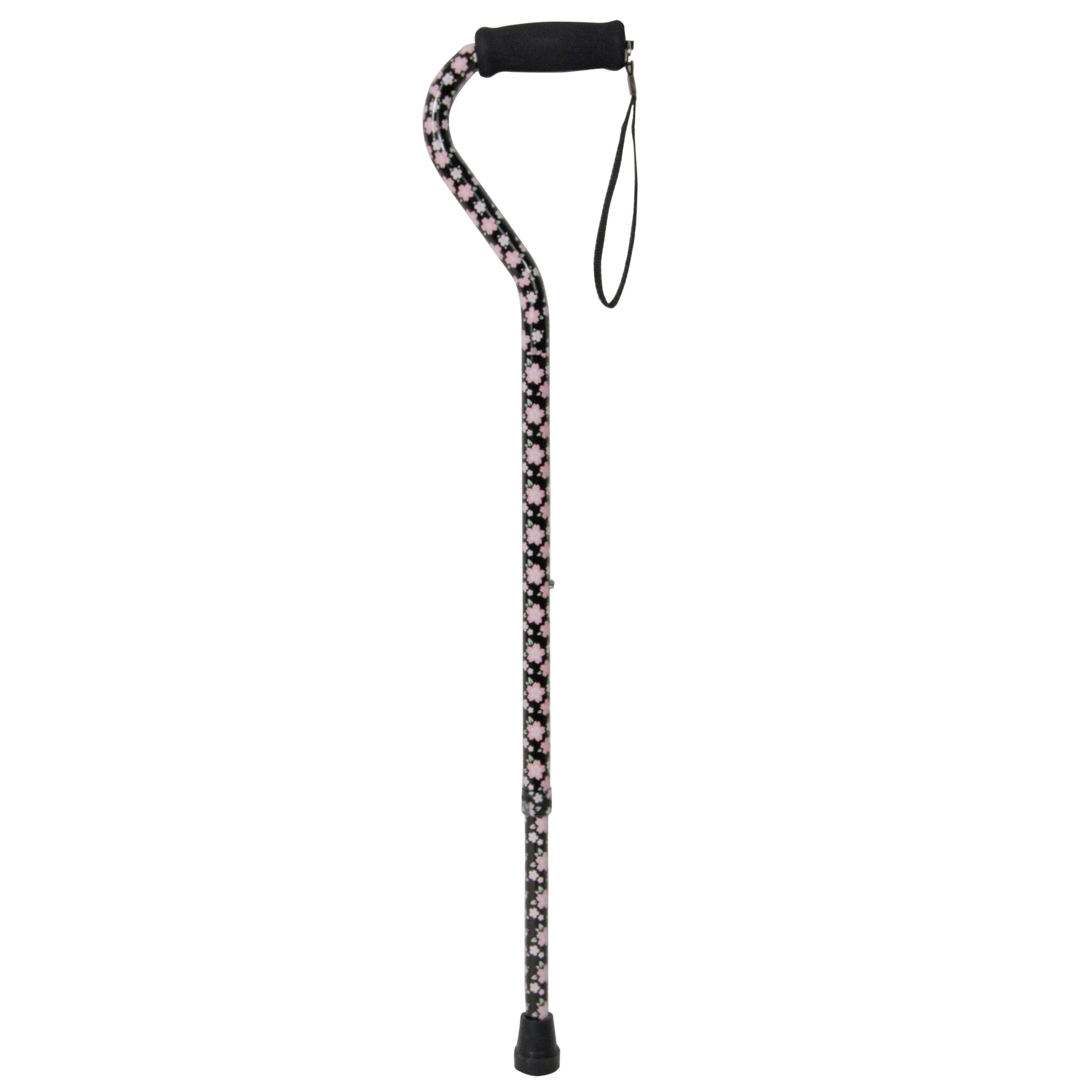 Drive Medical Foam Grip Offset Handle Walking Cane Pink Floral medical supply