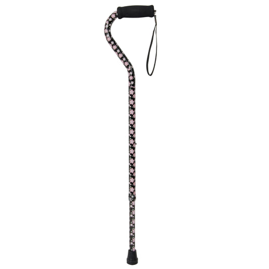 Drive Medical Foam Grip Offset Handle Walking Cane Pink Floral medical supply