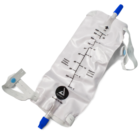 Dynarex Urinary Leg Bag Large 1000 mL with Valve 4/12/cs medical supply