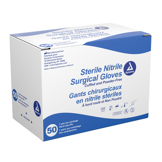 Dynarex Nitrile Sterile Surgical Gloves Size 6.0 4/50/cs medical supply