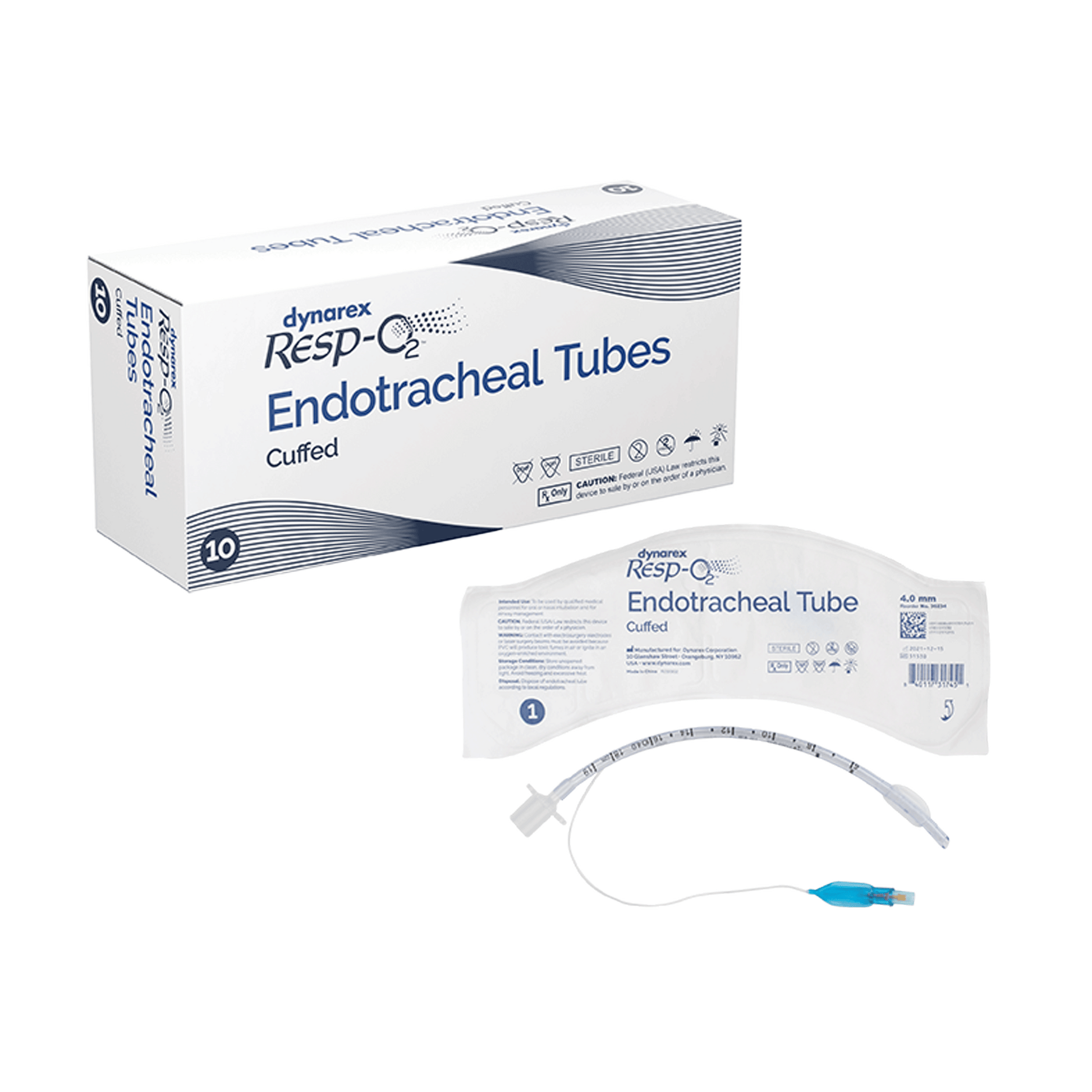 Resp-O2 Cuffed Endotracheal Tubes 4.0 mm 10 Box medical supply
