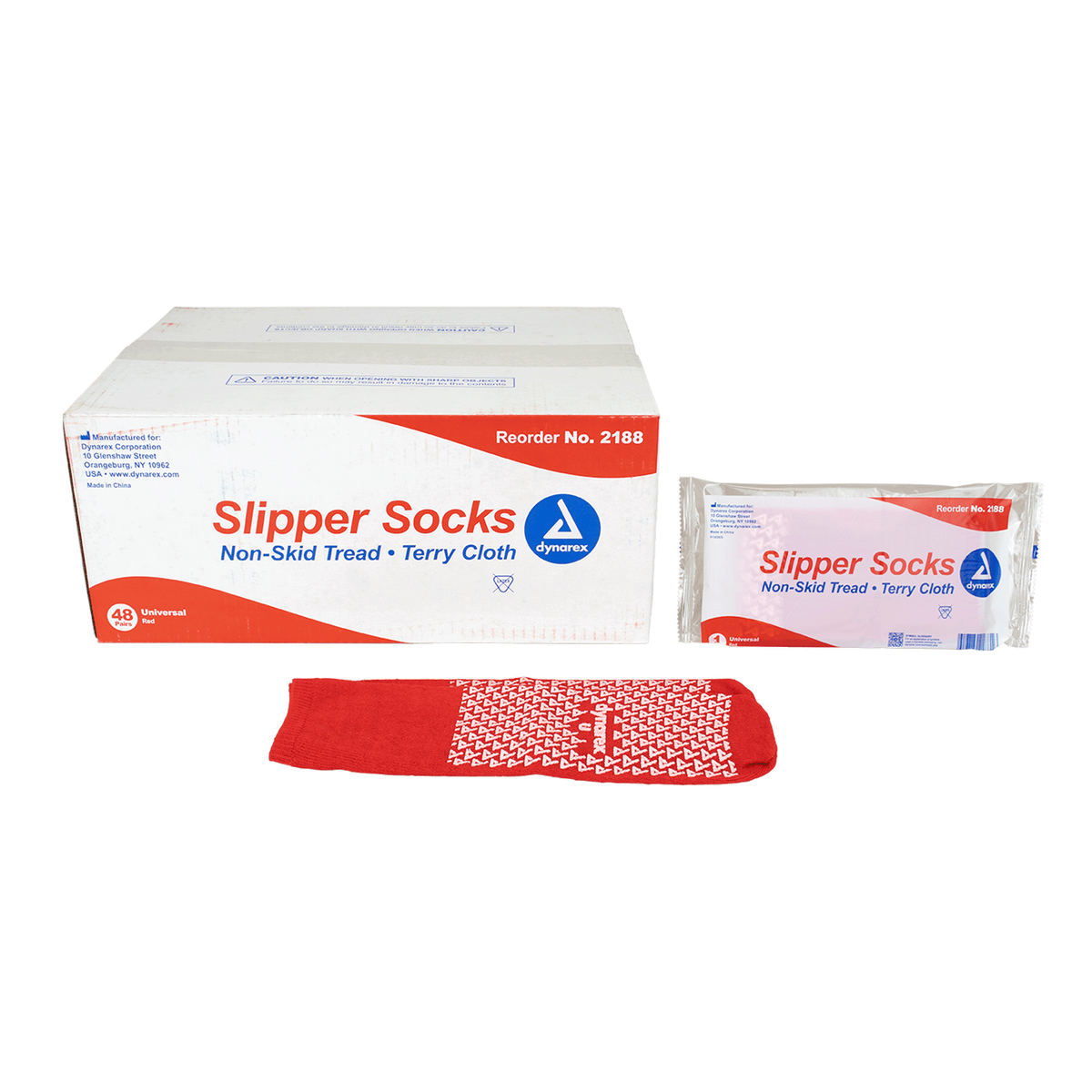 Dynarex One Side Universal Slipper Sock Red Case of 48 medical supply