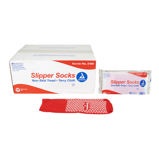 Dynarex One Side Universal Slipper Sock Red Case of 48 medical supply