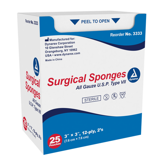 Dynarex Surgical Gauze Sponge 3x3 12-Ply 48/25/cs medical supply