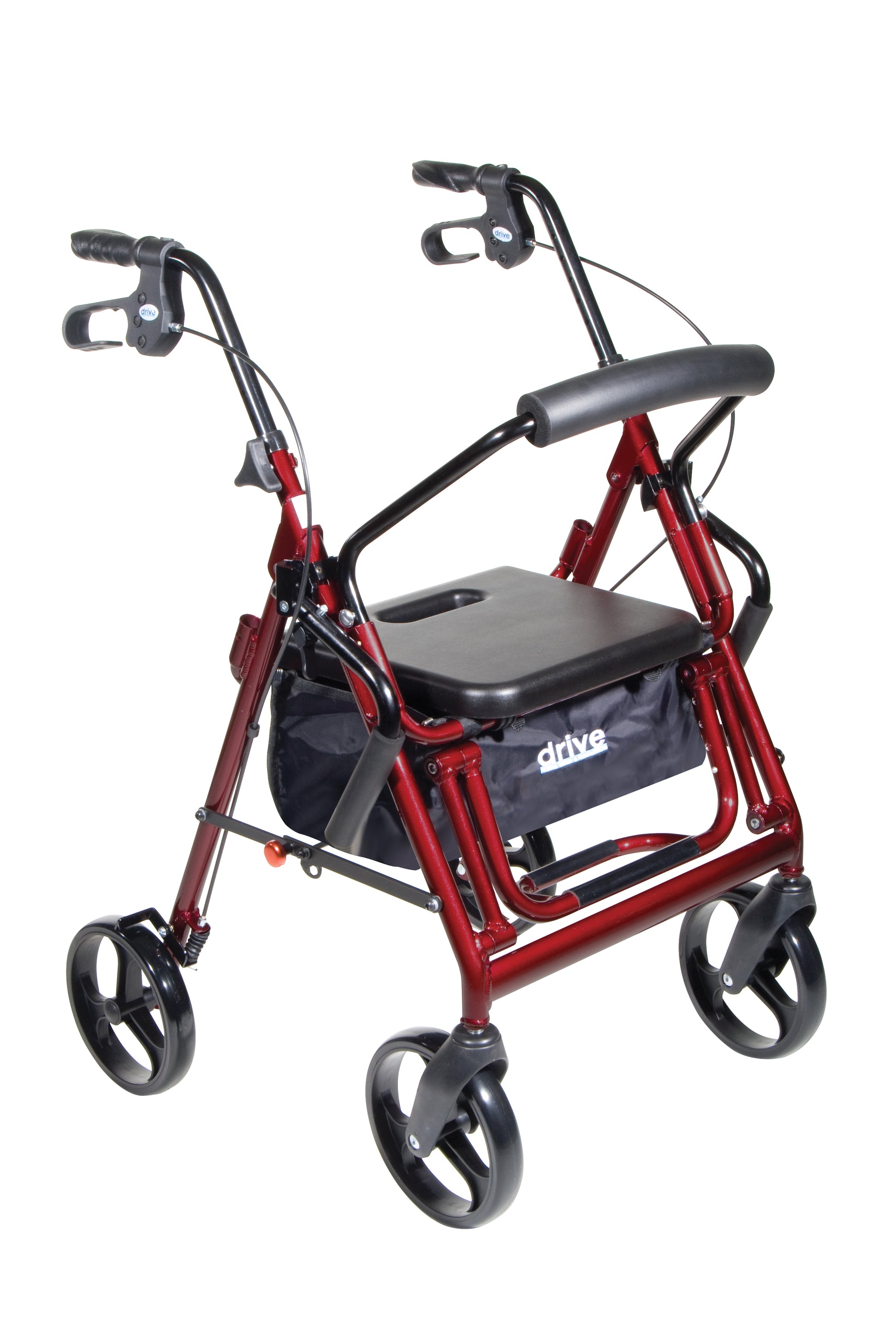 Drive Medical Duet Dual Function Transport Wheelchair Rollator Burgundy medical supply