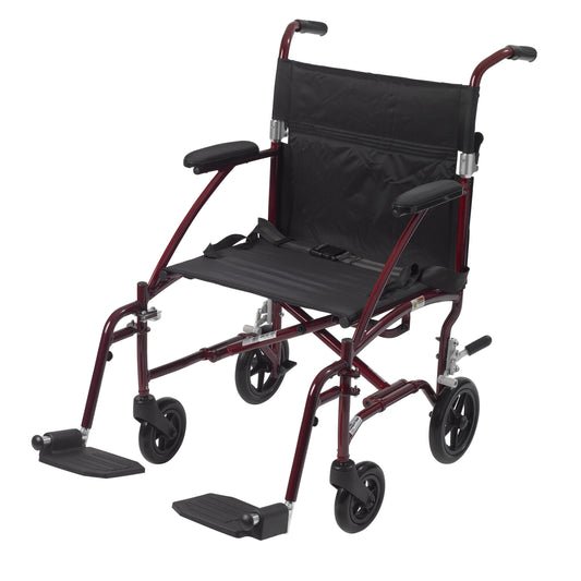 Drive Medical Fly Lite Ultra Lightweight Transport Wheelchair Burgundy medical supply