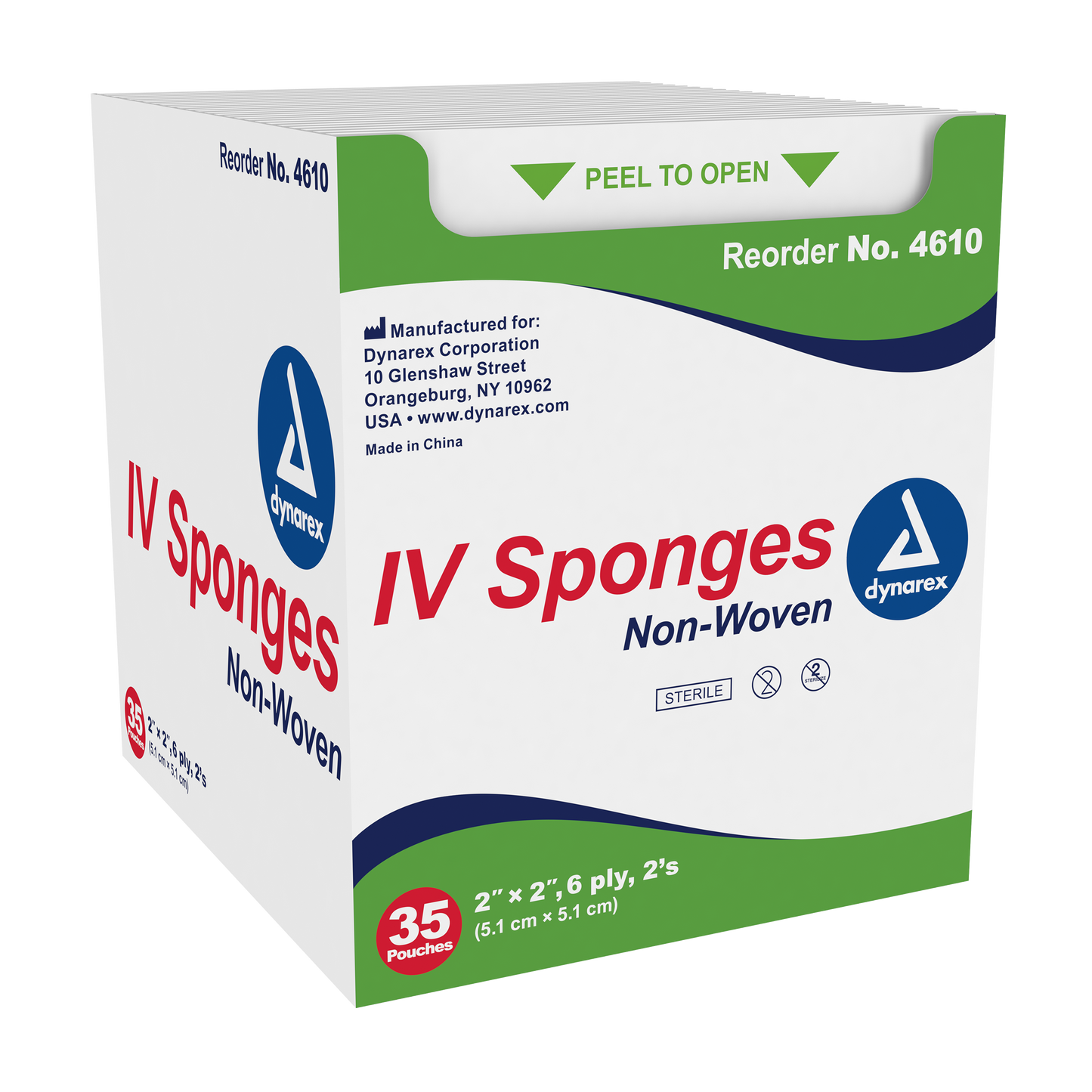 Dynarex IV Sponge 2 x 2 inch 6 Ply 20/35 per Case medical supply