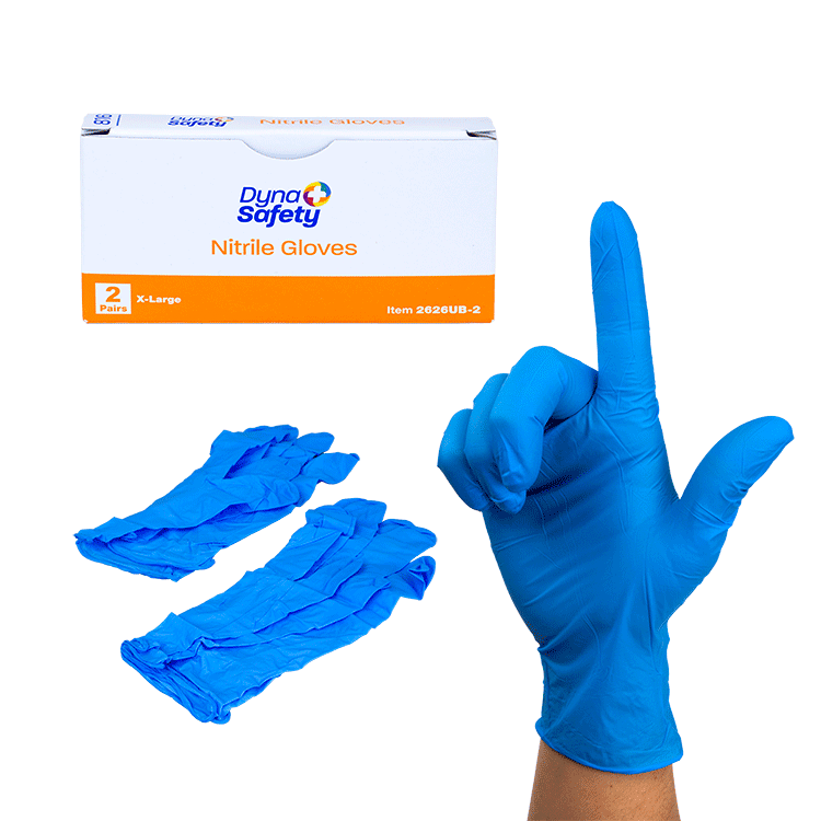 DynaSafety Nitrile Exam Gloves X-Large Blue 2 pair/unit 100/2/cs medical supply