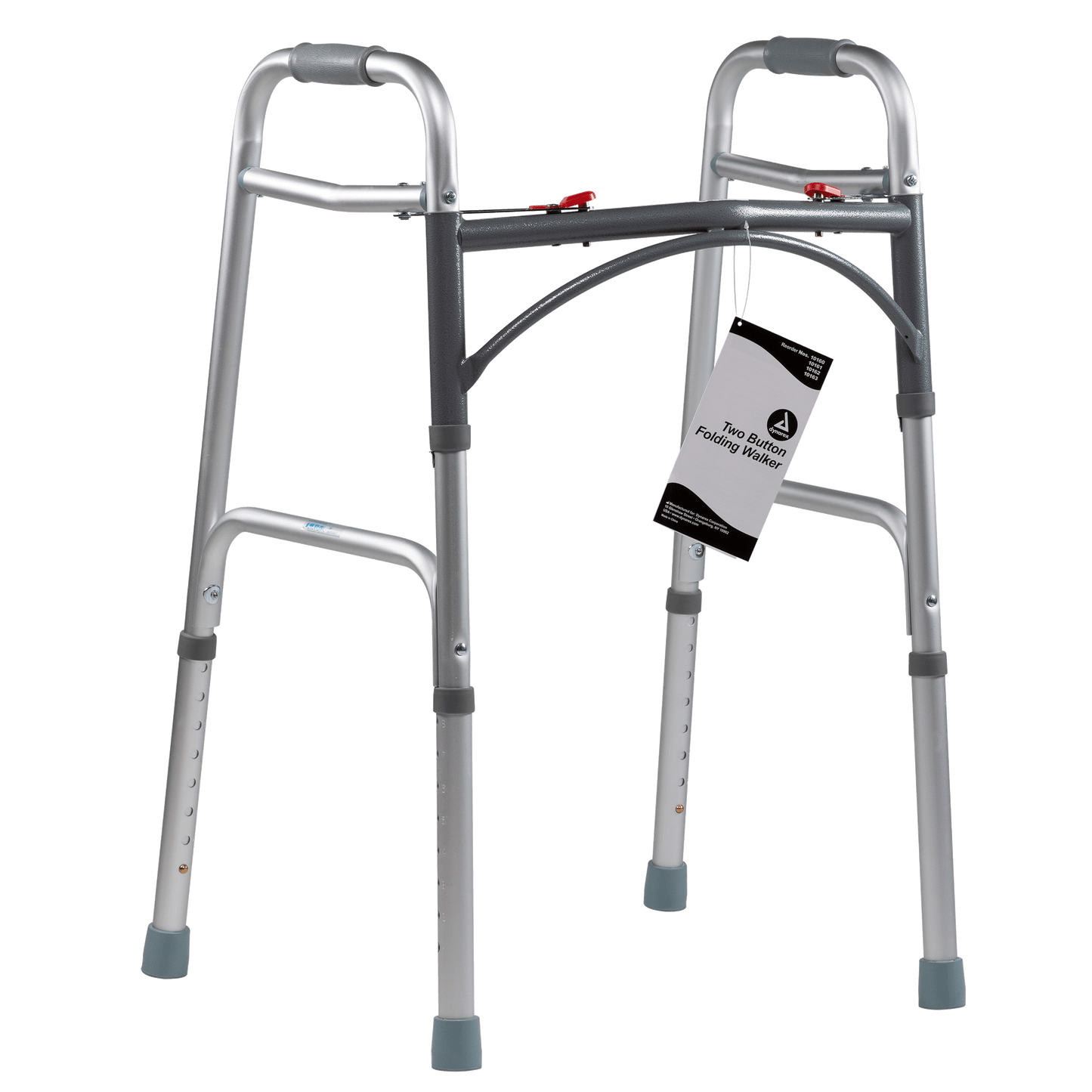 Dynarex Adult Two Button Folding Walker 32-39 Inch Case medical supply