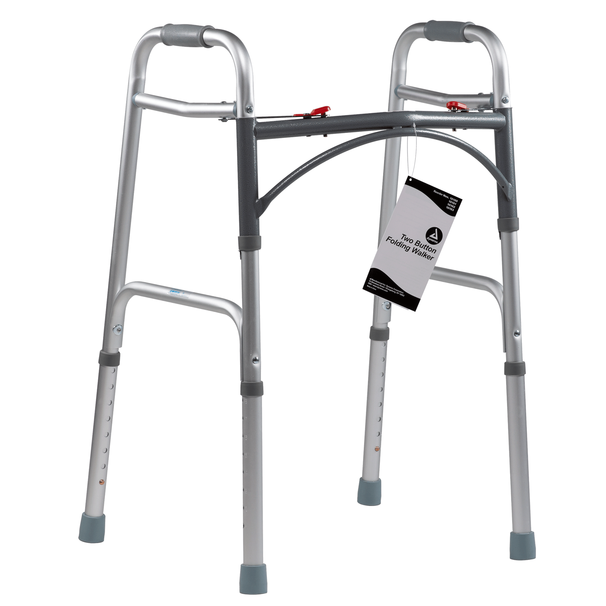 Dynarex Adult Two Button Folding Walker 32-39 Inch Case medical supply