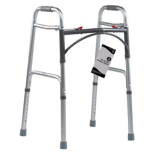 Dynarex Adult Two Button Folding Walker 32-39 Inch Case medical supply