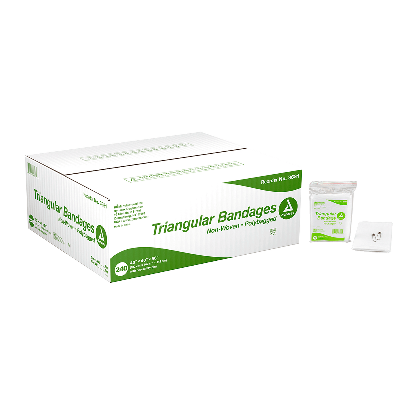 DynaSafety Triangular Bandage Non-Woven 40 x 40 x 56 240/cs medical supply
