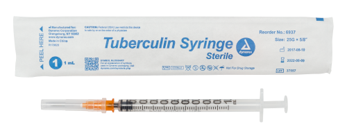 Dynarex Tuberculin Non-Safety Syringe Luer Slip 25G 5/8 in 1cc 10/100/cs medical supply