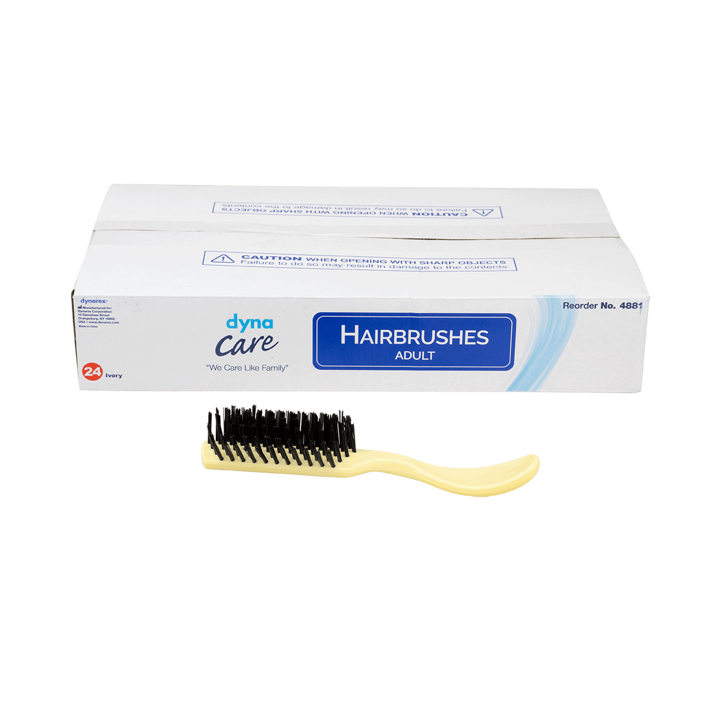 dynaCare Adult Hairbrushes Ivory Case of 288 medical supply