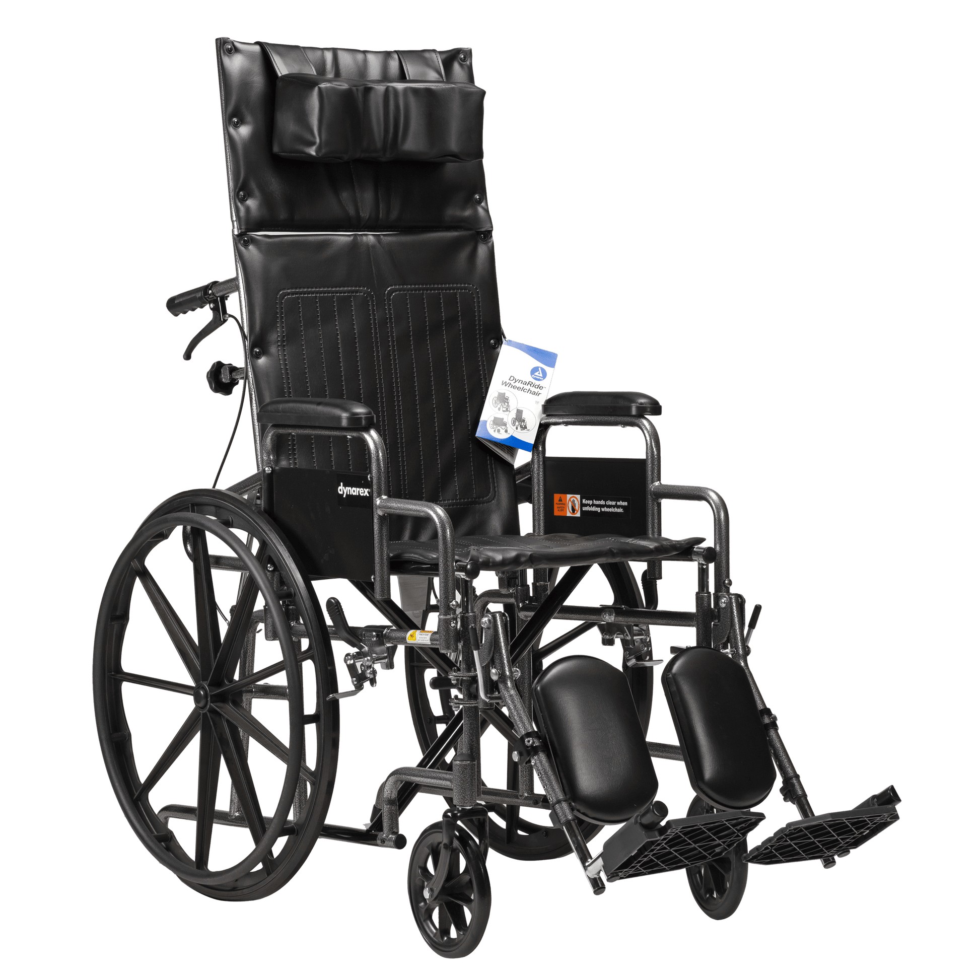Dynarex DynaRide Reclining Wheelchair 20 x 16 Detach Desk Arm Silver Vein medical supply