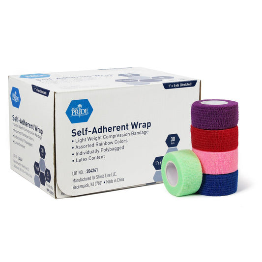 Shield Line Self-adherent Wrap, 1" x 5 Yds. - Rainbow - (5/colors) - 30/cs. medical supply