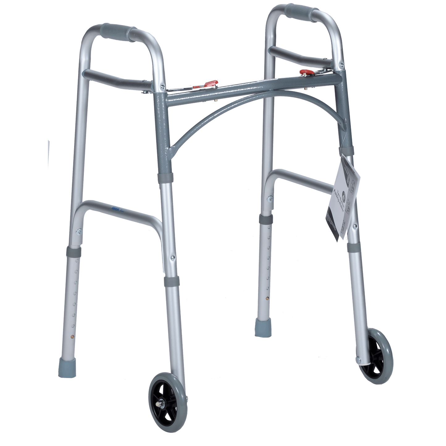 Dynarex Junior Two Button Folding Walker 5 inch Wheels 25.5 to 32.5 inch medical supply