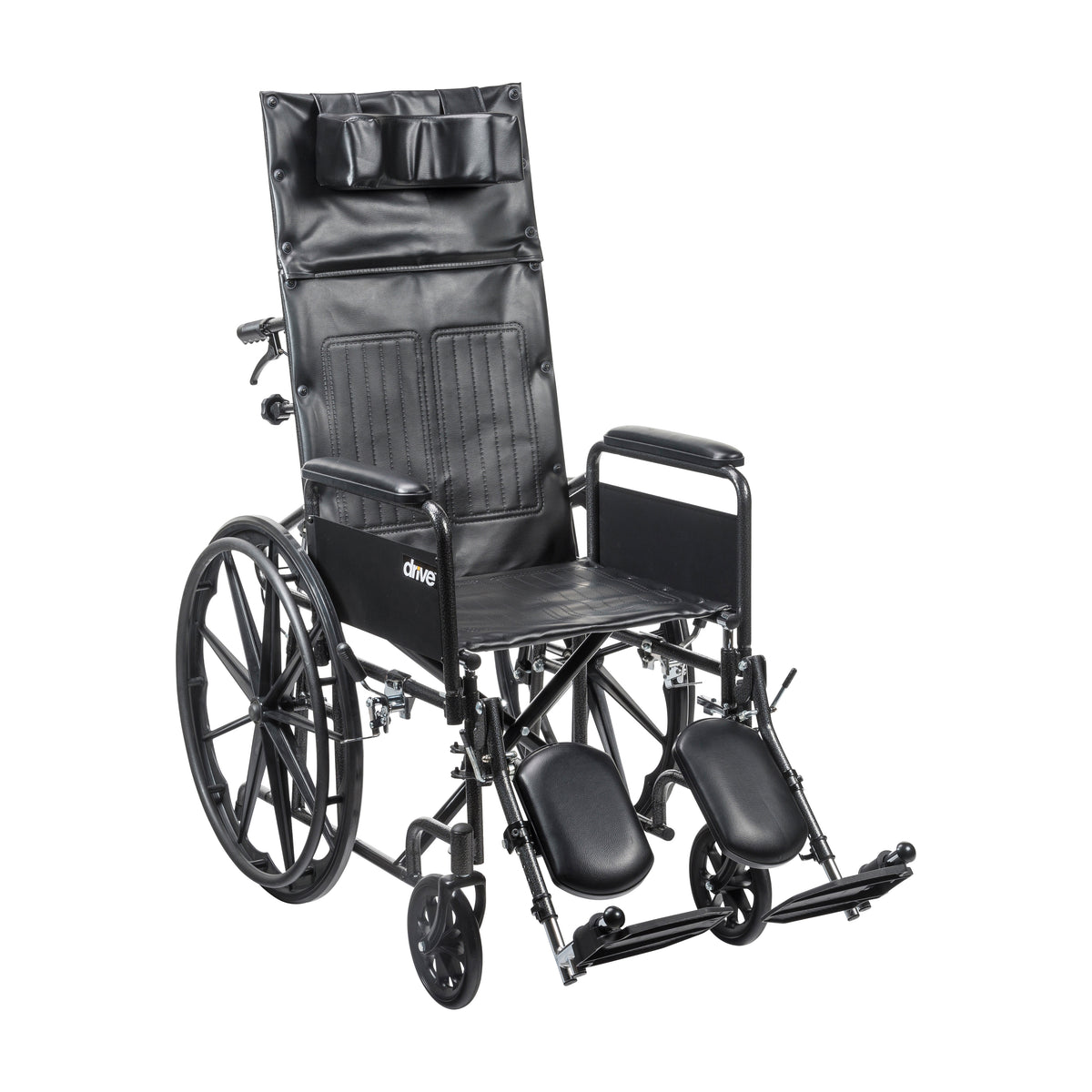 Drive Medical Silver Sport Full-Reclining Wheelchair Full Arms 16" Seat medical supply