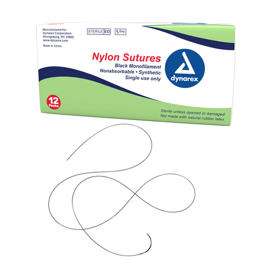 Dynarex Non-Absorbable Nylon Suture Black 4-0 PC31 Needle L-18" 12/bx medical supply