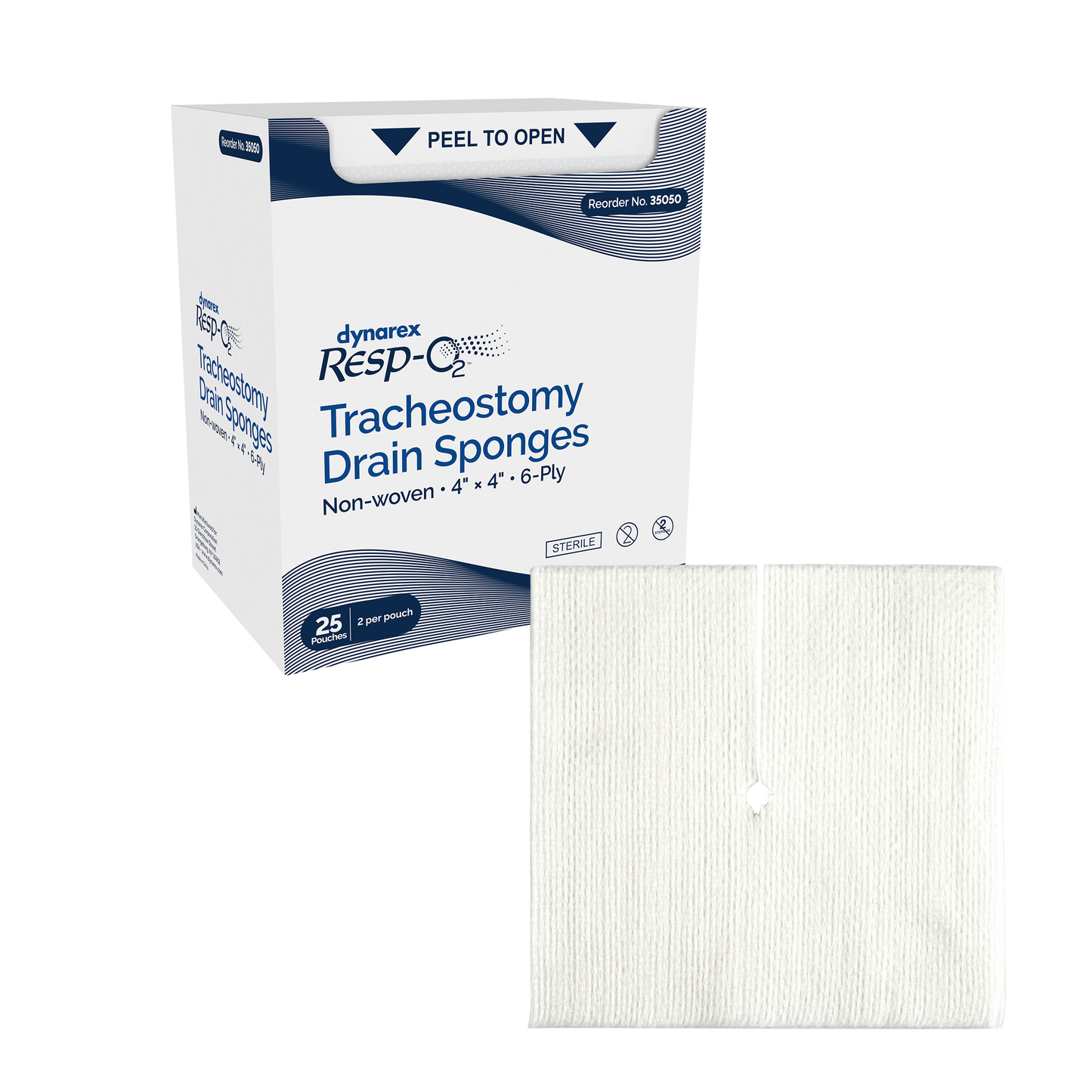 Resp-O2 Tracheostomy Drain Sponges Non-Woven 4 x 4 in 6 Ply 12/25/cs medical supply