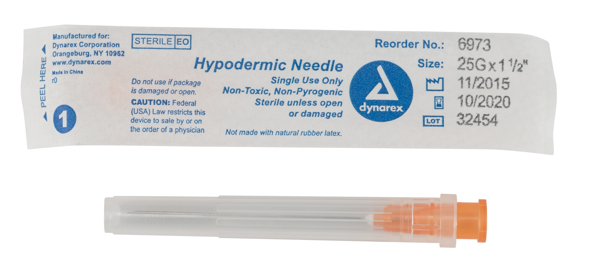 Dynarex Hypodermic Needle 25G 1 1/2 inch Case medical supply
