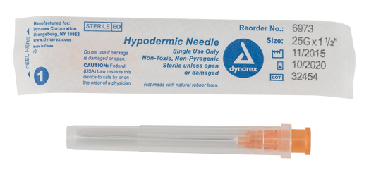Dynarex Hypodermic Needle 25G 1 1/2 inch Case medical supply