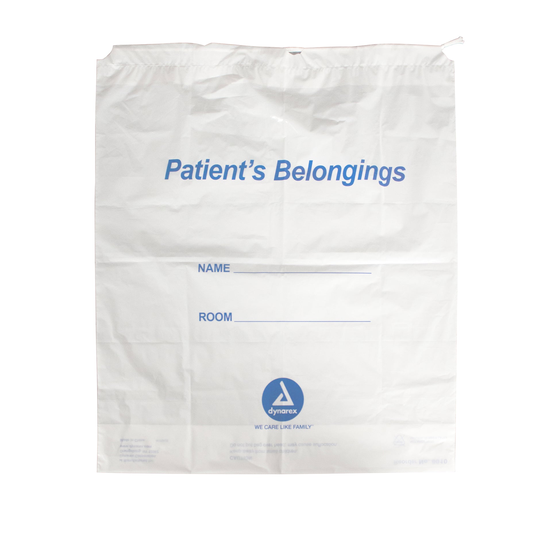Dynarex Patient Belonging Bag Drawstring Clear 16" x 18" x 4" medical supply