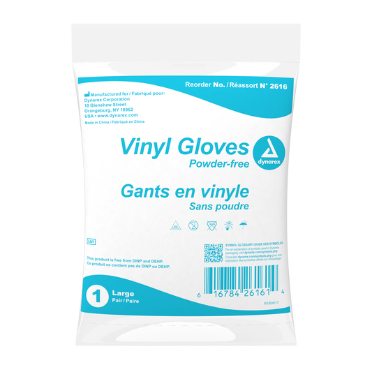 DynaSafety Vinyl Exam Gloves Large Powder-Free 500 Case medical supply