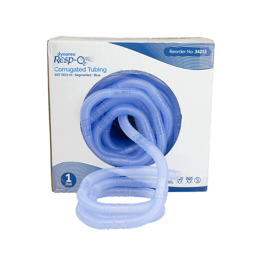 Resp-O2 Corrugated Tubing 100 ft Segmented Blue Case medical supply