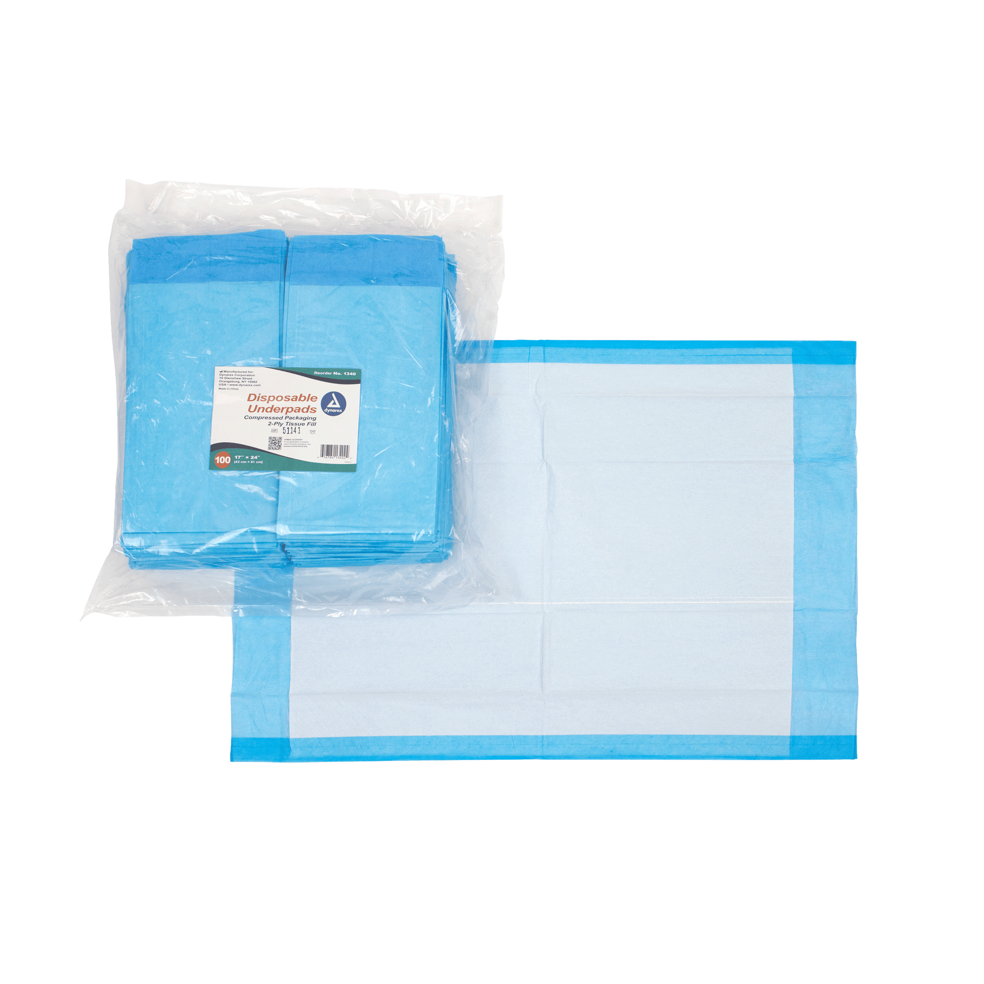 Dynarex Disposable Underpads Tissue Fill 2-Ply 17x24 Case medical supply