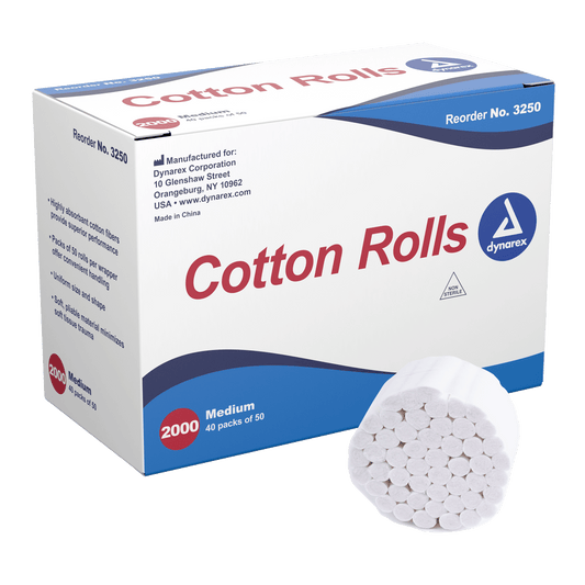 Dynarex Cotton Rolls #2 Medium Case of 20,000 medical supply
