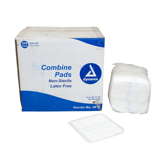 Dynarex Combine Pads Non-Sterile 8 inch x 7.5 inch Case of 576 medical supply