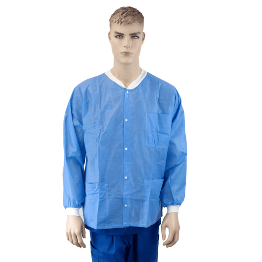 Dynarex Labjacket w/ Pockets, Small, Blue, 3/10/cs medical supply
