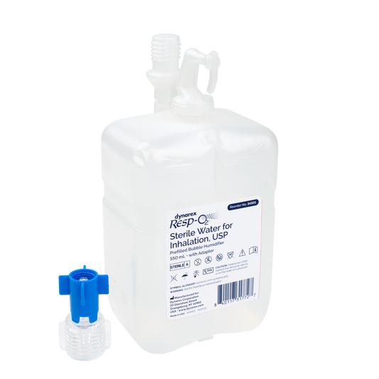 Resp-O2 Sterile Water for Inhalation Prefilled Bubble Humidifier 550 mL medical supply