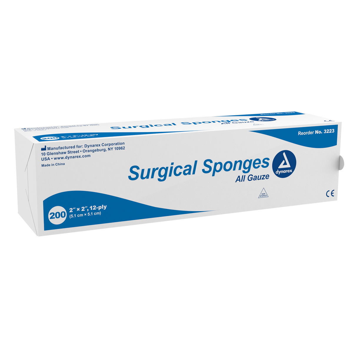 Dynarex Surgical Gauze Sponge 2" x 2" 12-Ply 40/200/cs medical supply
