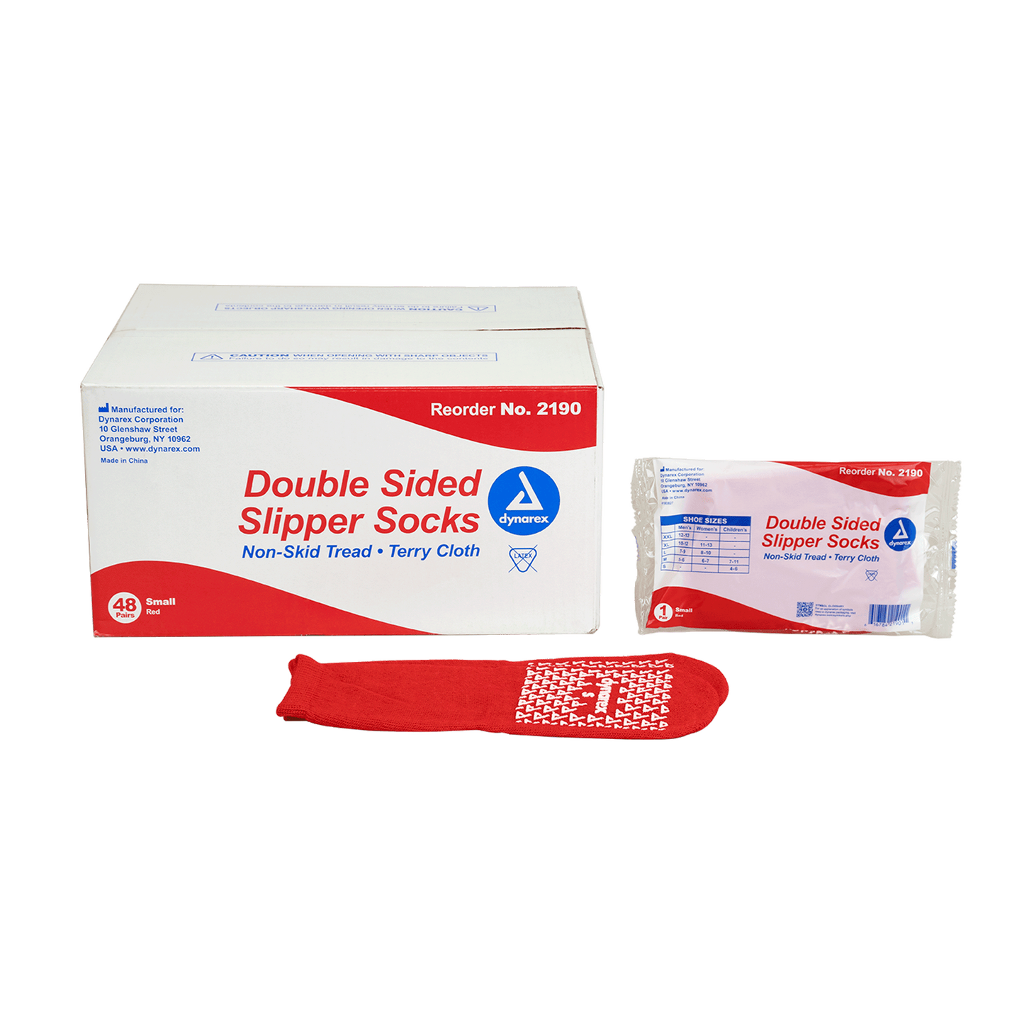 Dynarex Double Sided Slipper Socks Small Red Case medical supply