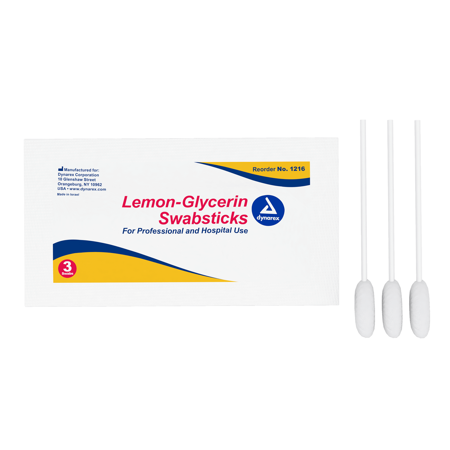 Dynarex Lemon Glycerin Swabsticks 3 per Packet Case medical supply