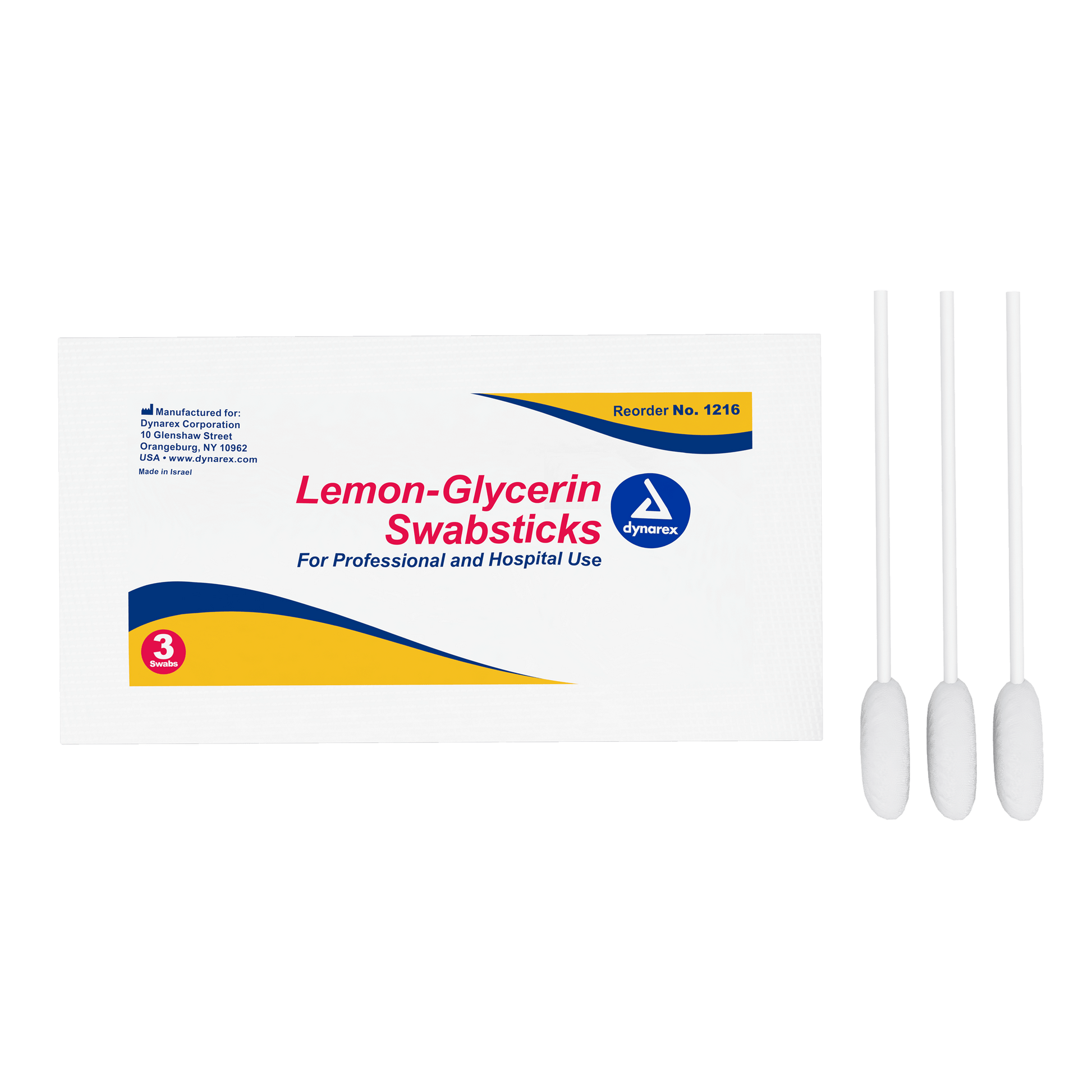 Dynarex Lemon Glycerin Swabsticks 3 per Packet Case medical supply