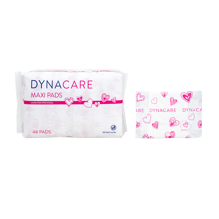 DynaCare Maxi Pads Ultra Thin with Wings 2/48/cs medical supply