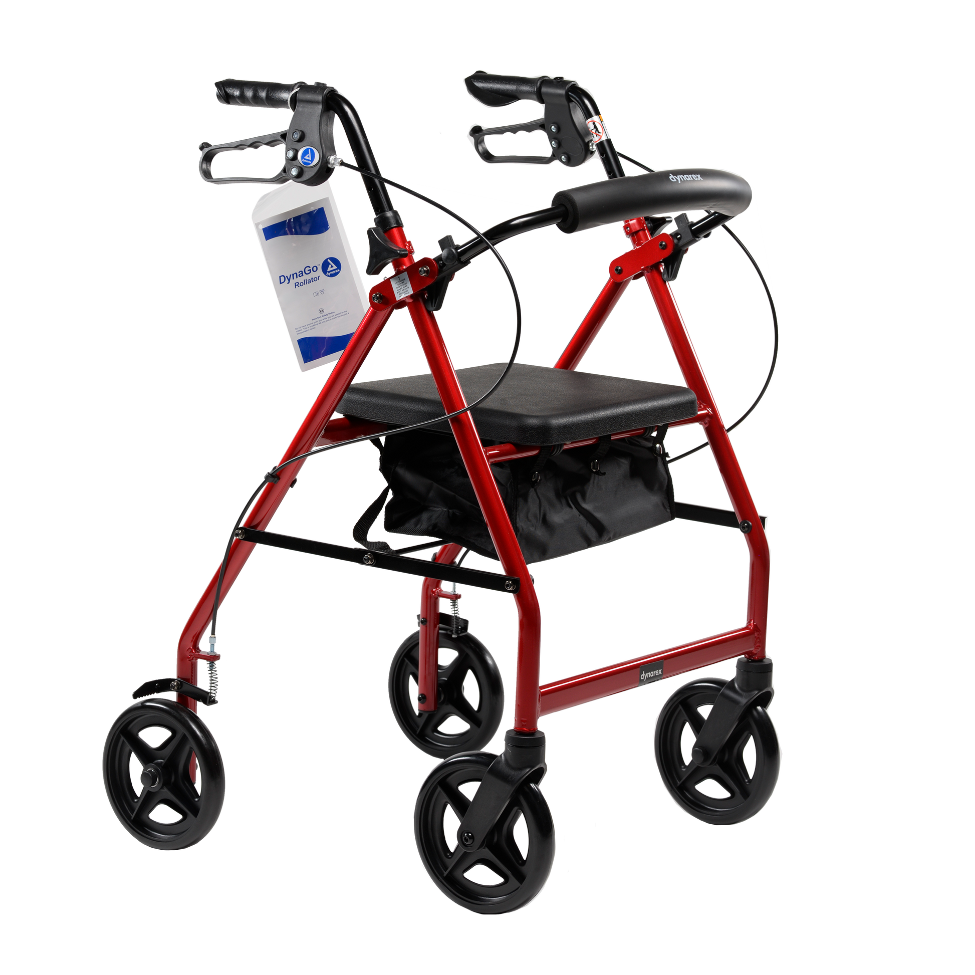 Dynarex DynaGo Quad 8 Aluminum Rollator 7.5 inch Wheels Red medical supply