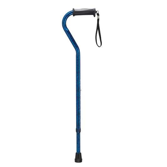 Drive Medical Adjustable Offset Handle Cane Gel Grip Blue Crackle medical supply